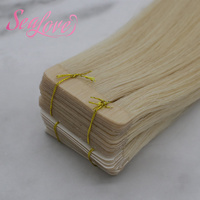 Extensions de cheveux naturels blondes de qualité supérieure, à bandes adhésives, cheveux Remy, cuticules alignées, sans nœuds, sans perte de cheveux
