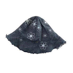 Chapeau de plage élégant conçu par le fabricant, 100% coton pur, imprimé floral en denim, brodé, unisexe - Product Image 2