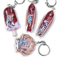 Porte-clés personnalisé en plastique transparent avec paillettes, logo, dessin animé, breloque en PVC souple, style anime japonais, sur mesure
