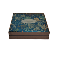 Magnifique boîte cadeau en carton recyclé écologique de 2 mm, durable, avec revêtement UV, couvercle carré, base et doublures personnalisées, impression de logo CMYK pour