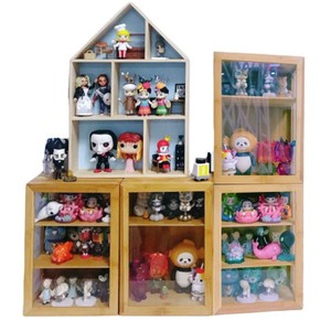 Bamboo Storage Cabinet 3 Tier Desktop Cosmetic Organizer Dustproof Display Case Minimalist Style <b>Makeup</b> Storage <b>Box</b> - Product Image 3
