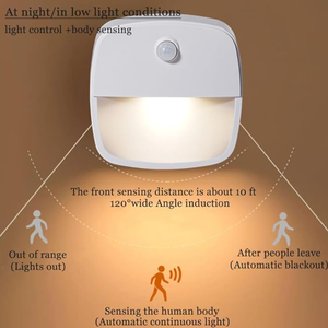 ضوء ليلي يعمل بالحركة 2700 كلفن أبيض دافئ ناعم يعمل ببطارية AAA تركيب لاصق لغرفة النوم والمطبخ والسلالم والممر والمرآب - Product Image 1