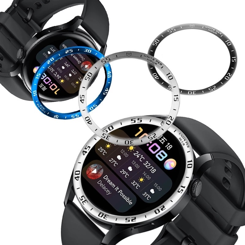 Stainless Steel Anti-scratch Ring Frame Dial Scale Protective Case For Samsung Galaxy Watch 4 Classic Metal Adhesive Bezel