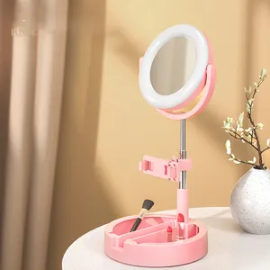 Hot Sales 3 Color Modes & 9 Brightness Level Folding Integrated Foldable USB Ring Light Mirror