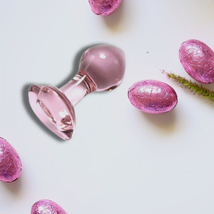 Volks handwerk Heil kristalle Butt Plug Steine Glas rosa Herz Glas Butt Anal Plug - Product Image 2