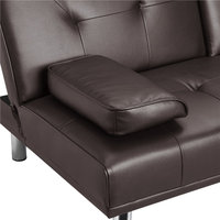 Sofá cama futón de piel sintética elegante para sala de estar, sofá convertible, cama de día con patas de metal cromado
