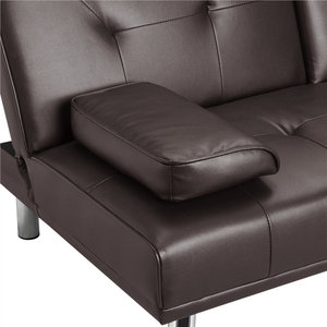 Salon Fantaisie Faux Cuir Futon Canapé-lit Convertible Canapé-lit avec Pieds en Métal Chromé - Product Image 4