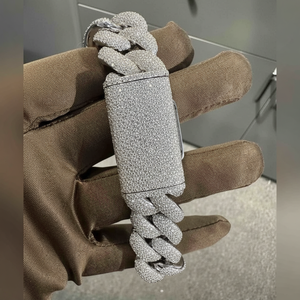 VVS Moissanite Bracelet en argent sterling 925 20MM 8 pouces plaqué or blanc Bracelets élégants pour femmes - Product Image 1