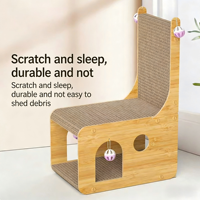 Griffoir vertical en carton ondulé en forme de chaise avec niche et maisonnette pour chats d'intérieur et jouets à bille – Vente en gros