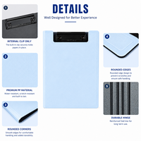 Portapapeles Plegable A5 con Clip Metálico Horizontal, Portapapeles con Clip, Cubierta para Archivos, Portapapeles para Oficina y Escuela