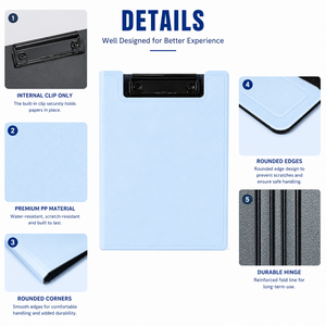 Porte-documents pliable A5 avec clip métallique horizontal, <span class=keywords><strong>classeur</strong></span> pliable, couverture de dossier, porte-documents pour le bureau et l'école - Product Image 2