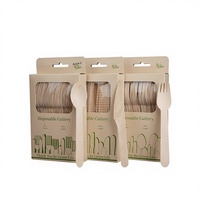 Ensemble de couverts jetables en bois pour desserts et glaces, emballés individuellement, respectueux de l'environnement, beige