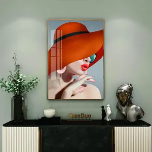 Özelleştirilmiş çerçeve moda kız resmi kadın modeli boyama oturma odası duvar posteri su geçirmez orijinal OEM