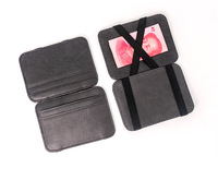 Porte-cartes magique en cuir véritable, élastique, multi-emplacements, étui pour carte d'identité, petit portefeuille pour cartes, personnalisable avec logo et couleur