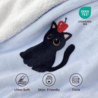 Couverture Sherpa tissée en gros d'usine, épaisse et chaude, motif chat en peluche pour adulte, taille standard, personnalisable, lavable en machine