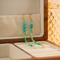 Jolis bijoux en acier inoxydable, pierres bleues, perles brunes, perle d'eau douce, boucles d'oreilles pour filles