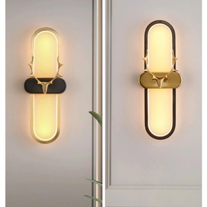 โคมไฟติดผนังทองแดงแท้สไตล์โมเดิร์นมินิมอลระดับไฮเอนด์ ไฟ LED หรูหราสำหรับข้างเตียง วิลล่าแบบดูเพล็กซ์ ทางเดิน และไฟส่องสว่างในห้องโถง - Product Image 2