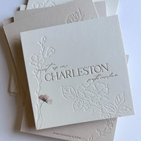 Cartes de visite et étiquettes d'invitation personnalisées avec logo de marque, design recto-verso, impression sur papier texturé coton 400g, gaufrage en creux, « Merci »