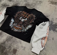Chemises à manches longues thermiques à double couche, style streetwear, avec logo personnalisé imprimé, très tendance