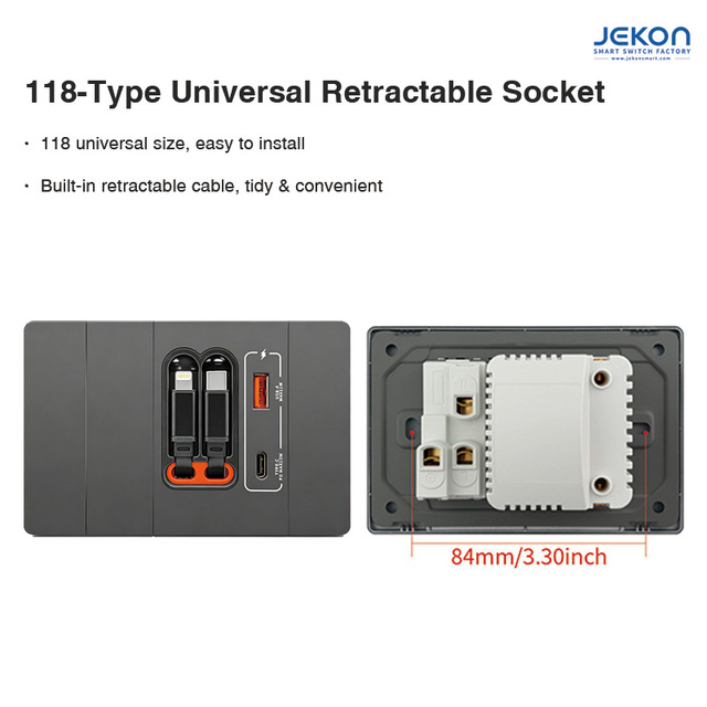 USB Type A+C 20W Wall-Charging Socket Universal Multi-Port Power Outlet for Mobile Phones PC Material Charging Line
