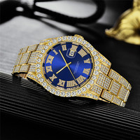 2024 baru Hip Hop perhiasan es keluar Rhinestones kuarsa jam tangan baja nirkarat Romawi jam tangan emas 18K berlian Bezel Elite Watch