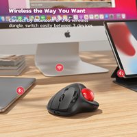 Mouse Trackball Nirkabel ergonomis dapat diisi ulang pelacakan presisi & halus dengan kontrol jempol mudah