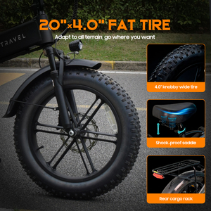 Bicicleta Eléctrica Plegable Smartravel de 20 Pulgadas con Cuadro de Aleación de Aluminio, Frenos de Disco, 7 Velocidades, Bicicleta Urbana con Horquilla de Suspensión - Product Image 5