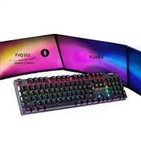 Clavier mécanique 302 RGB étanche, ensemble assorti, interrupteurs bleus, style punk, souris filaire en alliage d'aluminium, USB, PC, Esports Gaming