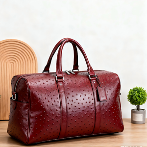 Produttore Custom Top in pelle di vacchetta di grano borsone da palestra Weekender notte modello di struzzo borsone da viaggio in pelle da uomo - Product Image 3
