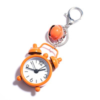 En gros, porte-clés mini horloge squelette en alliage, mignon et miniature, style rétro, étanche, avec fonction alarme, breloque pour voiture, sac et sac à dos