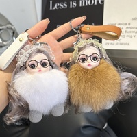 Porte-clés de voiture en peluche douce et légère, motif renard de dessin animé fait main, pendentif de sac à dos, cadeau pour couple