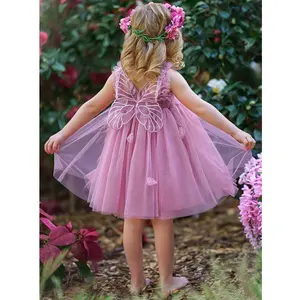 कोई moq के साथ स्पंदन पंख तितली पार्टी जन्मदिन पोशाक गर्मियों राजकुमारी ड्रेस छोटी लड़की के लिए