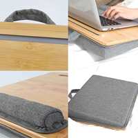 bureau Portable en bois de bambou pour ordinateur Portable, Table d'étude pour les genoux support pour laptop, avec coussin