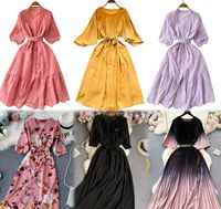 Robe grande taille à prix bas, dernier design, vêtements d'été imprimés pour femmes, jupe longue décontractée et élégante à lacets, vente en gros