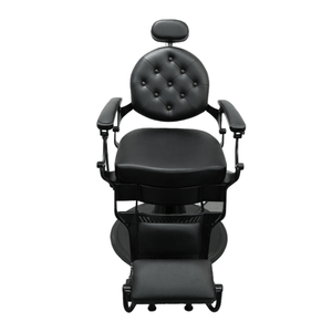 Chaise de salon de coiffure en métal avec revêtement en cuir véritable, siège de style réglable pour salon de beauté et studio de coiffure - Product Image 5