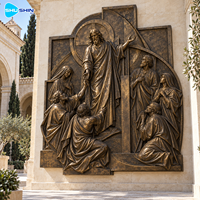 Sculpture murale religieuse en bronze, relief, moulage à la cire perdue, art métallique biblique personnalisé pour façade d'église, chapelle, place, centre culturel