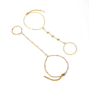 18K PVD Gold Zircon Stainless Steel Finger <b>Bracelet</b> Chain | One-Piece Vintage <b>Boho</b> Hand Chain Jewelry Women | Trendy - Product Image 6