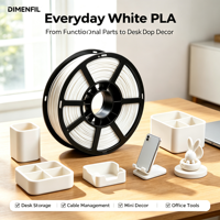 DIMENFIL PLA batang plastik ultra putih dasar 1.75mm 1kg perlengkapan pencetakan 3D FDM desktop