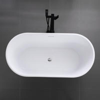 Baignoire autoportante ovale traditionnelle en acrylique renforcé de fibres de verre avec drain 1495X745X600mm pour usage hôtelier CUPC