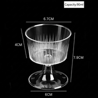 Élégant gobelet à dessert en plastique rigide PS de 90 ml, mini-bol à parfait/trifle avec base, gobelet de dégustation jetable pour fêtes et buffets