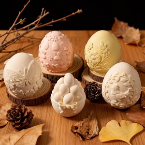 แม่พิมพ์เทียนรูปไข่อีสเตอร์พร้อมลายผีเสื้อแกะสลัก ลายโคลเวอร์สี่แฉก ลายไก่ ลายกระต่าย แม่พิมพ์ซิลิโคนสำหรับเทียนไข่ - Product Image 1