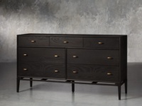 Commode à sept tiroirs en bois massif de style américain, coiffeuse de luxe à la française