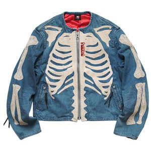 Veste en jean personnalisée pour hommes-Vêtements d'extérieur décontractés rétro bleu clair avec poches boutonnées unisexe - Product Image 3