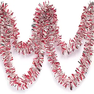 热销新产品圣诞树装饰品闪光花环派对金属丝花环粉色