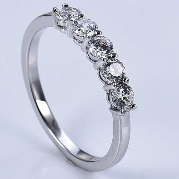 Fine Custom potongan bulat mewah pertunangan 6A Moissanite 5A zirkonia 925 perak murni cincin jari janji pernikahan untuk wanita