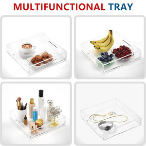 Bán buôn trang trí rõ ràng Acrylic hình chữ nhật phục vụ Khay hiện đại PMMA Deco phục vụ khay plexiglass Bảng hiển thị khay cho cà phê - Product Image 5