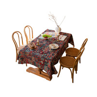 Nappe Jacquard Épaisse en Coton et Lin Ethnique, Motif Géométrique, Anti-Poussière, Rectangulaire, pour Décoration de Table à Manger ou de Table à Thé