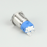 Interrupteur à bouton-poussoir métallique étanche IP65 16MM SPST 1NO 1NC momentané/verrouillable avec LED annulaire, certifié CE ROHS, pour voiture et bateau