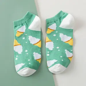 Summer Spring Print Green Ice Cream Women Girls Low Cut Ankle Socks