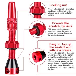 Tige de valve de vélo en alliage d'aluminium, type français, avec trous latéraux, pour pneu tubeless de vélo de route - Product Image 2